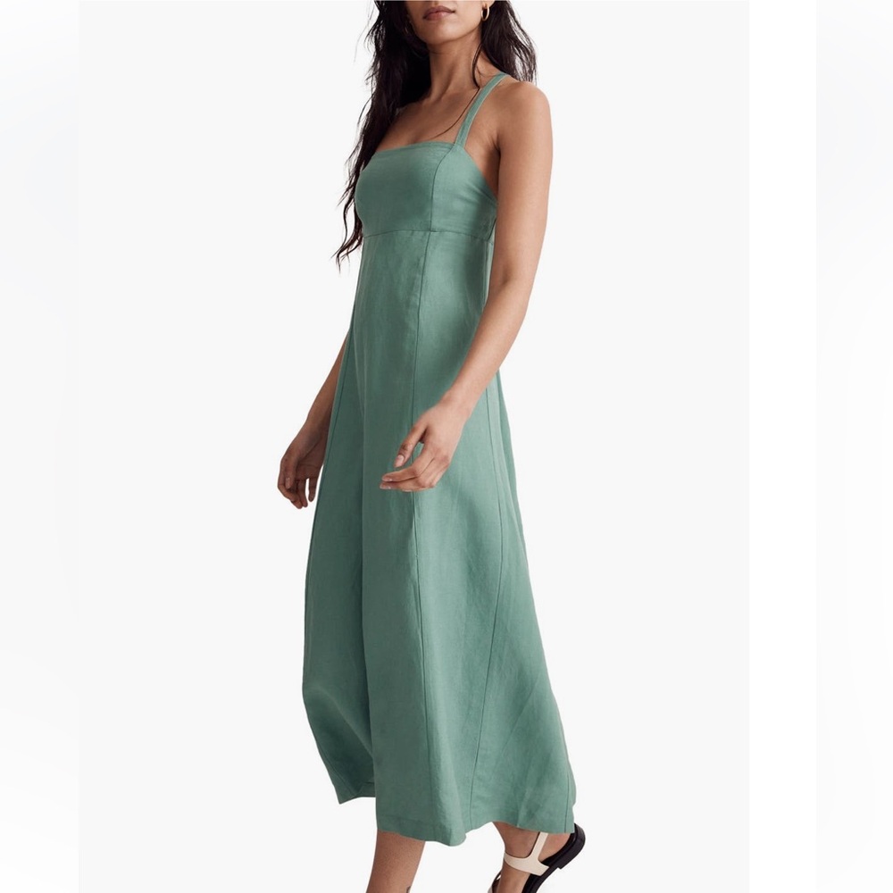 Madewell tie back midi linen dress